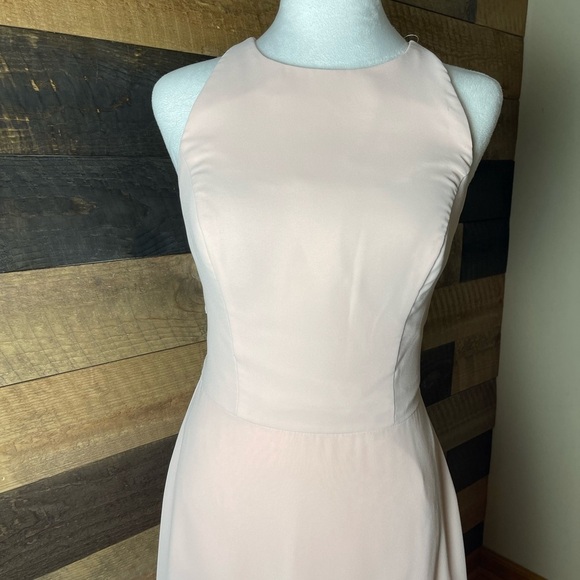 Hayley Paige Occasions Chiffon Light Pastel Pink Evening Prom Dress, Size 4 - Picture 2 of 7